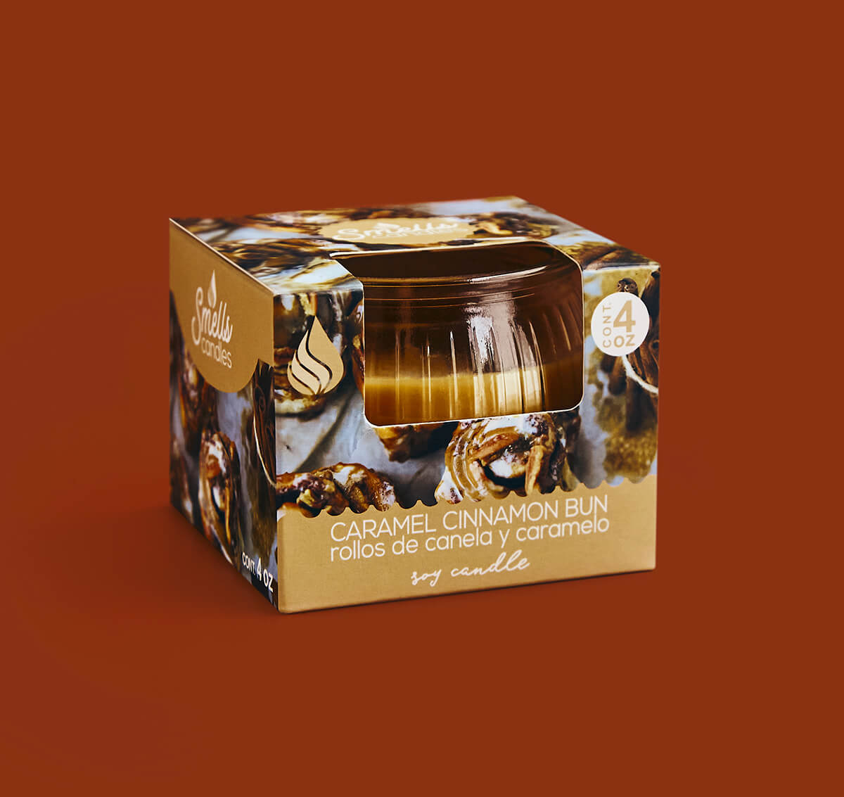 Caramel Cinnamon Bun Single Wick Scented Candle, 4 oz