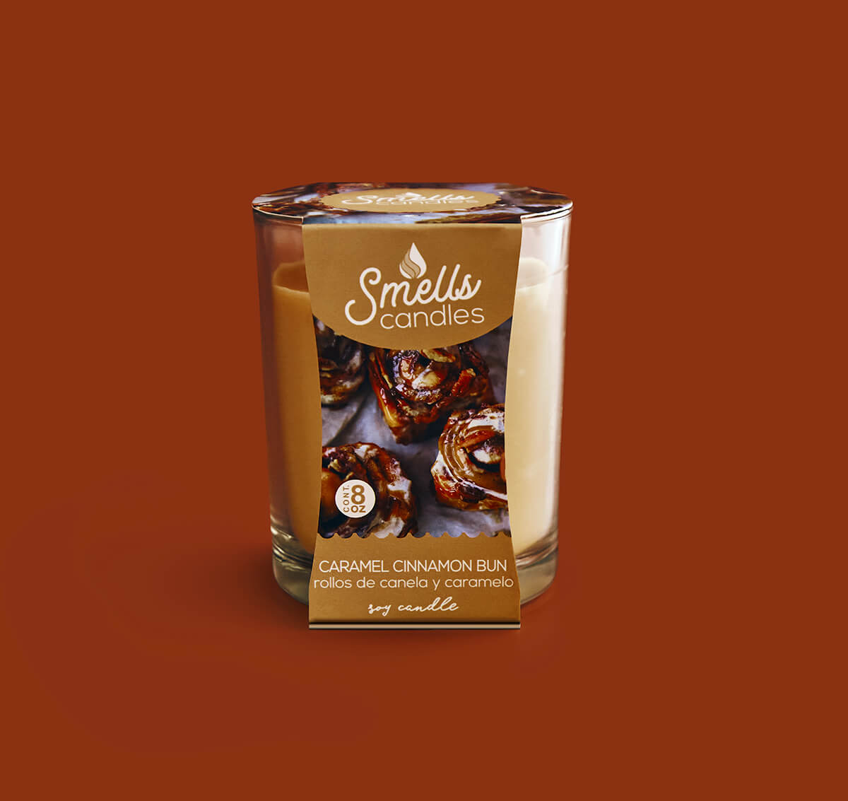 Caramel Cinnamon Bun Single Wick Scented Candle, 8 oz